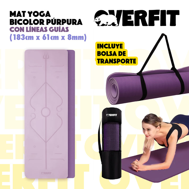 Mat Yoga Tpe 8mm Overfit Ejercicio Alfombra Con Lineas Guia