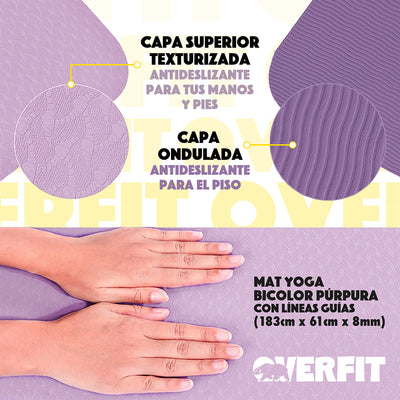 Mat Yoga Tpe 8mm Overfit Ejercicio Alfombra Con Lineas Guia