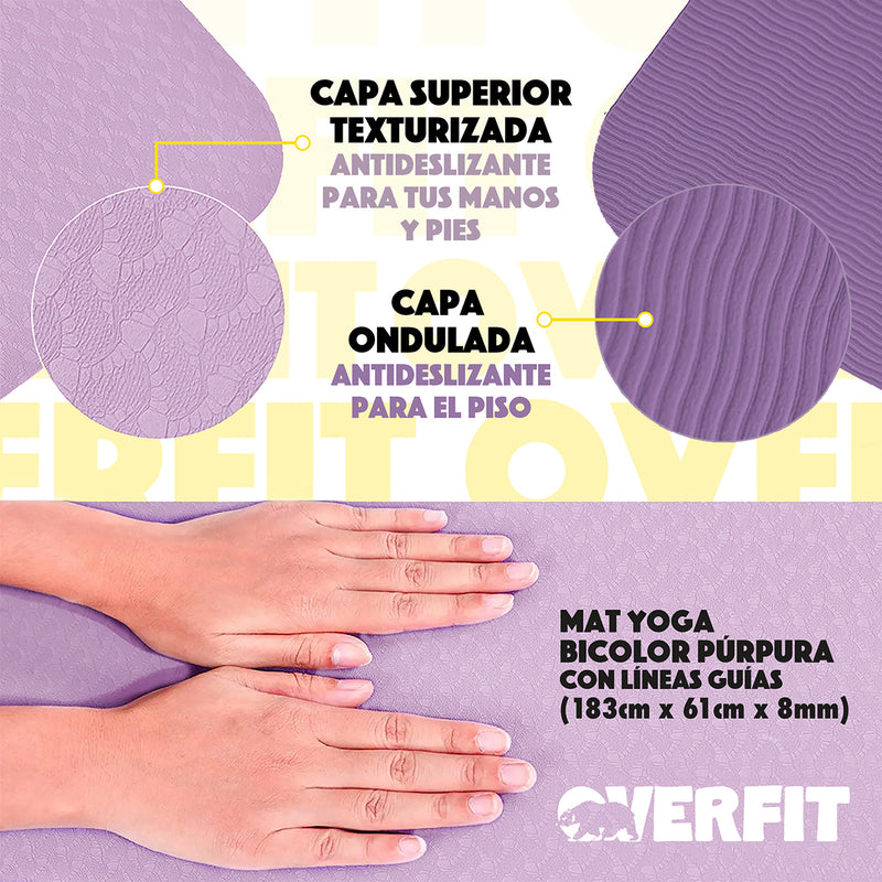 Mat Yoga Tpe 8mm Overfit Ejercicio Alfombra Con Lineas Guia
