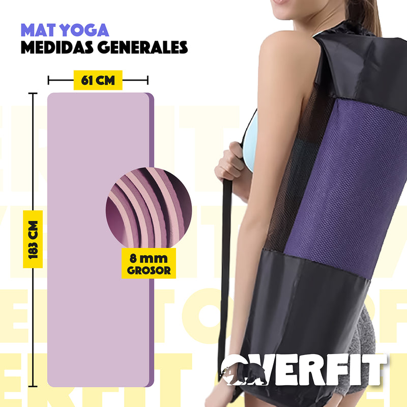 Mat Yoga Tpe 8mm Overfit Ejercicio Alfombra Con Lineas Guia