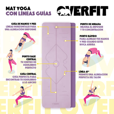 Mat Yoga Tpe 8mm Overfit Ejercicio Alfombra Con Lineas Guia