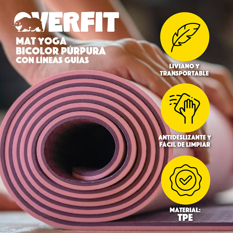 Mat Yoga Tpe 8mm Overfit Ejercicio Alfombra Con Lineas Guia
