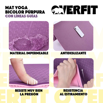 Mat Yoga Tpe 8mm Overfit Ejercicio Alfombra Con Lineas Guia