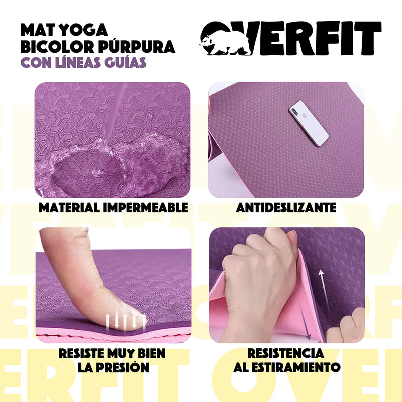 Mat Yoga Tpe 8mm Overfit Ejercicio Alfombra Con Lineas Guia