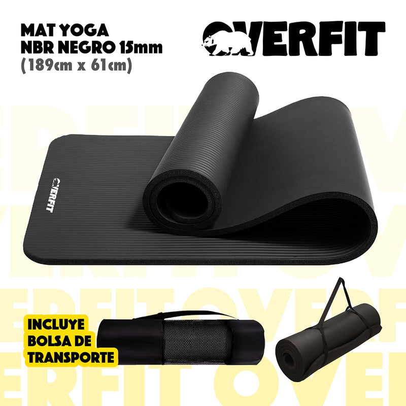 Mat Yoga Nbr 15mm Overfit Ejercicio Alfombra Antideslizante