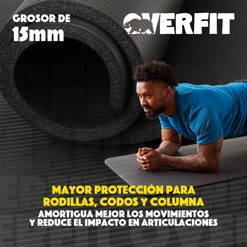 Mat Yoga Nbr 15mm Overfit Ejercicio Alfombra Antideslizante