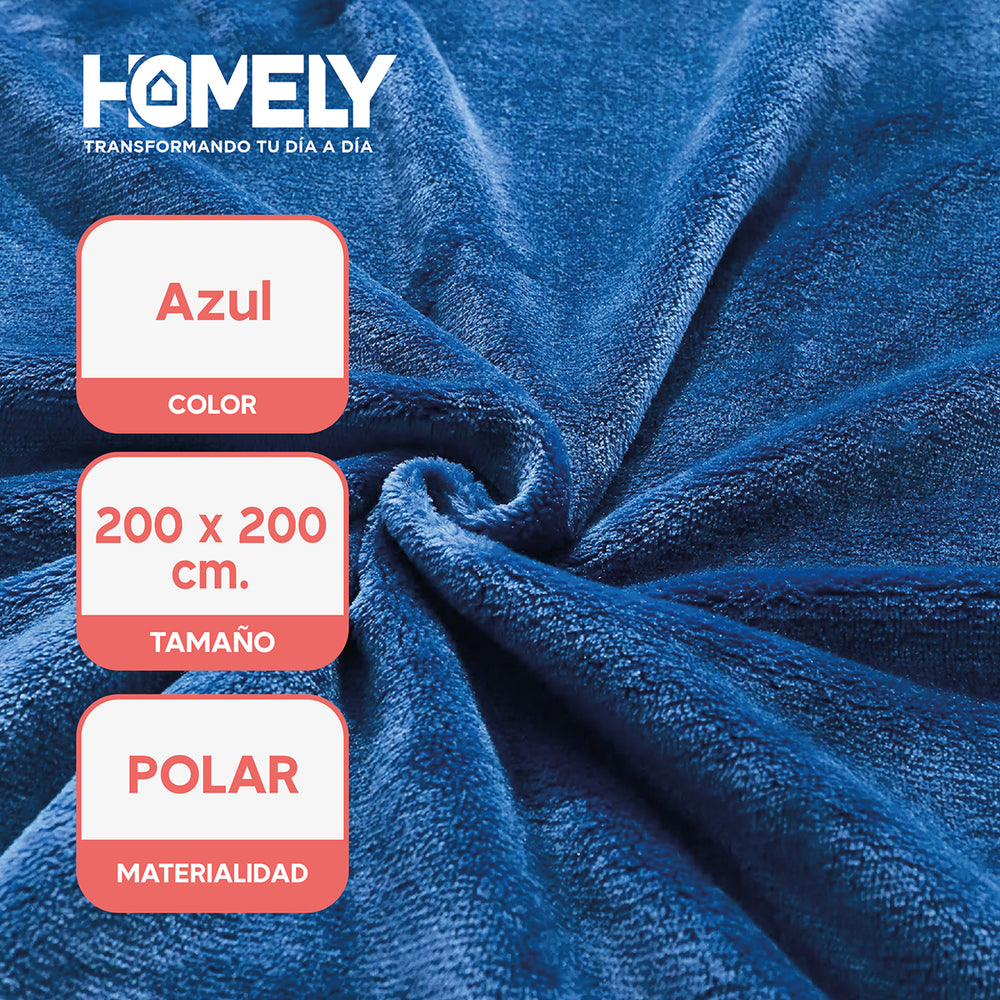 Frazada Polar Termica King Homely Manta 200x200cm Azul