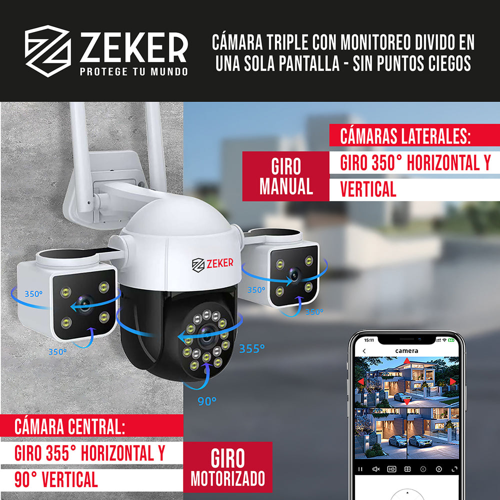 Camara De Seguridad Helicopter Zeker 6MP 5G Wifi Exterior X2