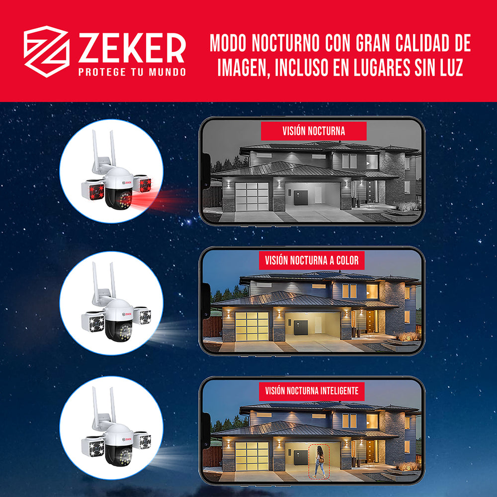 Camara De Seguridad Helicopter Zeker 6MP 5G Wifi Exterior X3