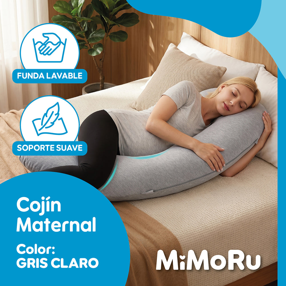 Cojin Maternal De Lactancia Embarazada Mimoru Almohada 102x71 Cm Funda Extra Suave Para Dormir Antimolestia Gris - Default Title