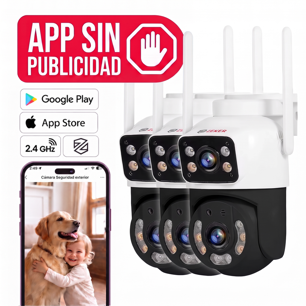 Pack x3 Cámara De Seguridad 5G Zeker Doble 4MP Impermeable