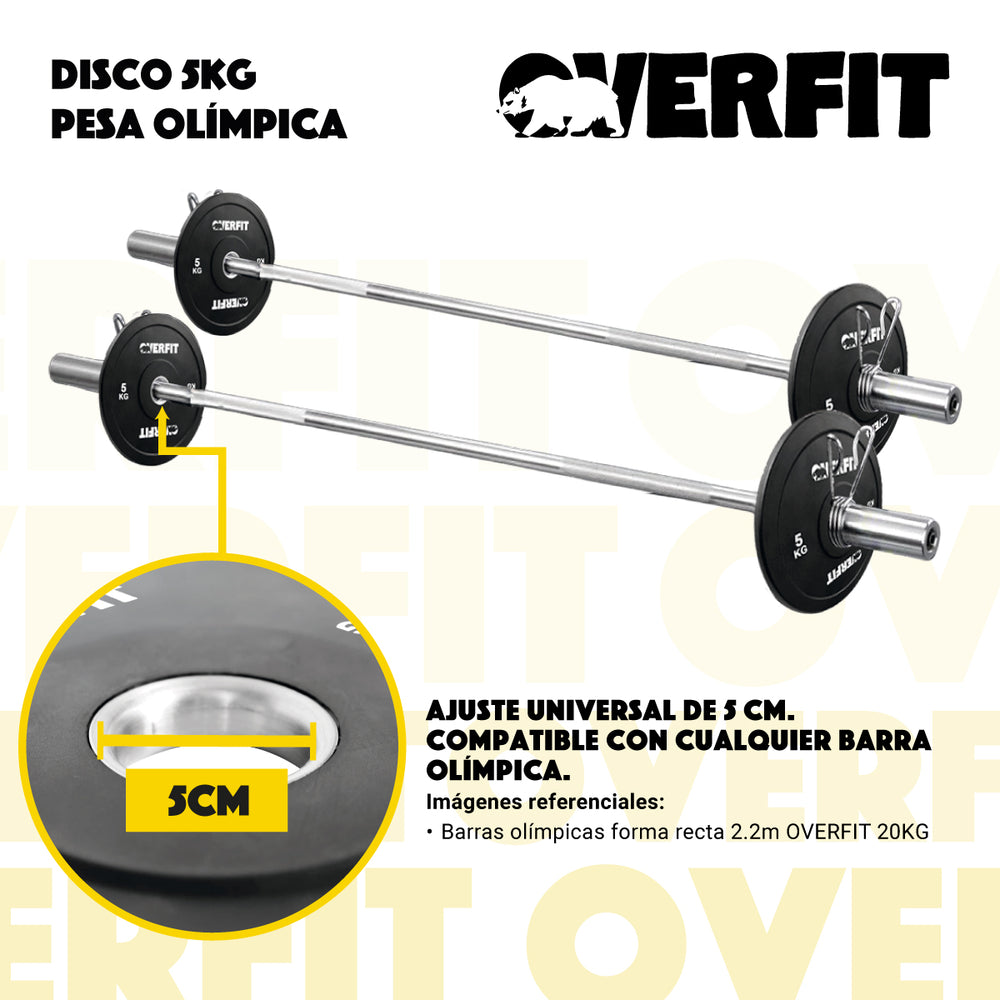 Disco Pesa Olimpica Goma Overfit 5kg Antideslizante