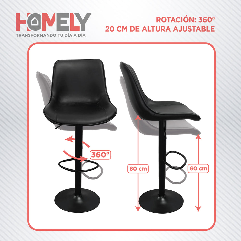 Taburete Silla De Bar Homely Altura Regulable Cocina 80cm X2