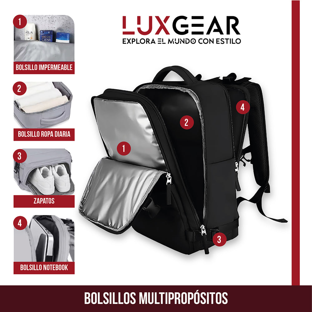 Mochila de Viaje Cabina Impermeable Negro
