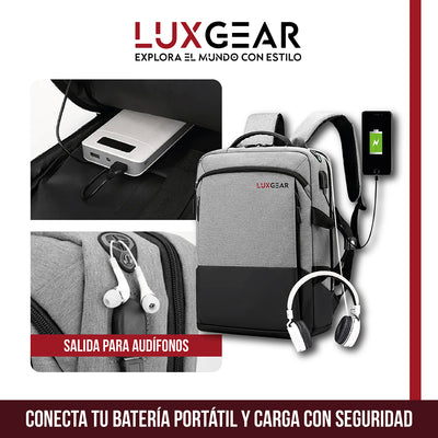 Mochila Notebook Oficina Luxgear UrbanTech Impermeable - Negro