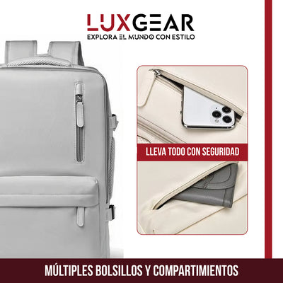 Mochila De Viaje Expansible Luxgear NomadLifeV2 Impermeable - Beige