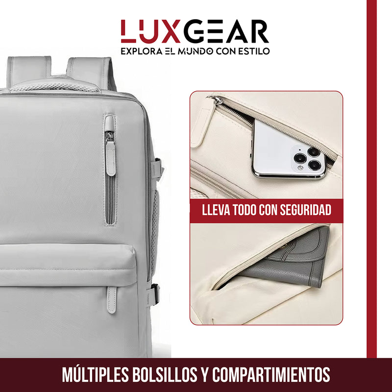 Mochila De Viaje Expansible Luxgear NomadLifeV2 Impermeable - Beige