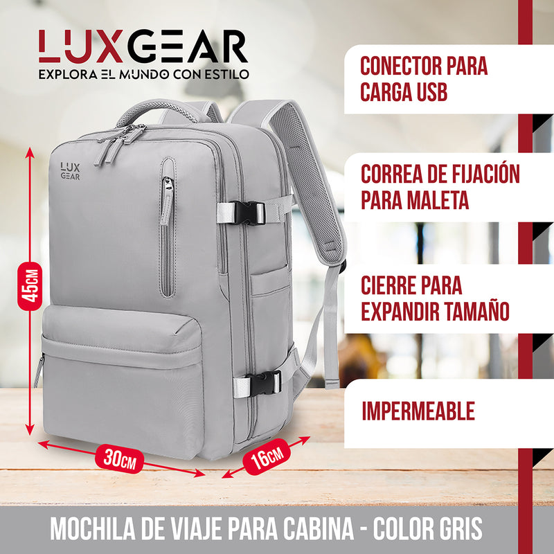 Mochila De Viaje Expansible Luxgear NomadLifeV2 Impermeable - Gris