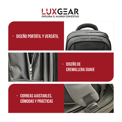 Mochila Escolar Notebook Niños Infantil Luxgear Bolso 40L Bolso Espacioso Adolescente 2 En 1 Negra Tamaño 46x32x14 cm