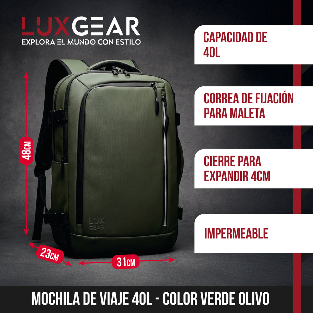 Mochila de Viaje Cabina 40L Verde Olivo