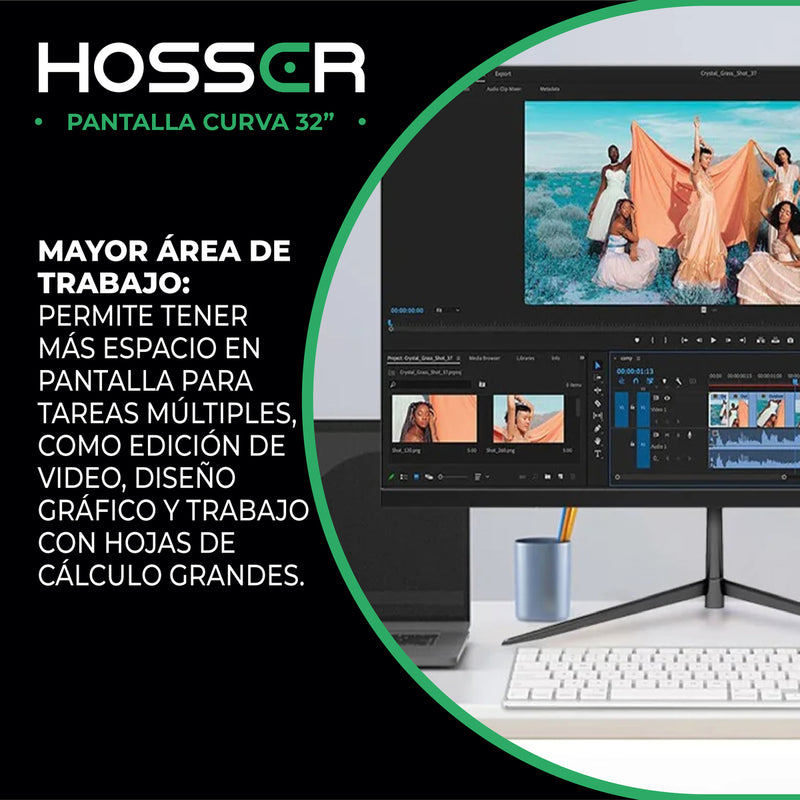 Monitor PC Gamer Curvo 32 Pulgadas Hosser 75hz Fhd 32" Gaming