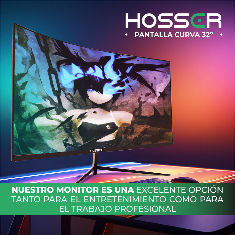 Monitor PC Gamer Curvo 32 Pulgadas Hosser 75hz Fhd 32" Gaming