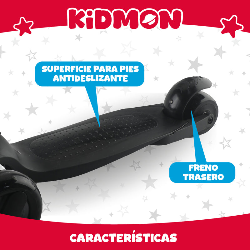 Scooter Aluminio Kidmon Plegable Monopatin 3 Ruedas de Luces
