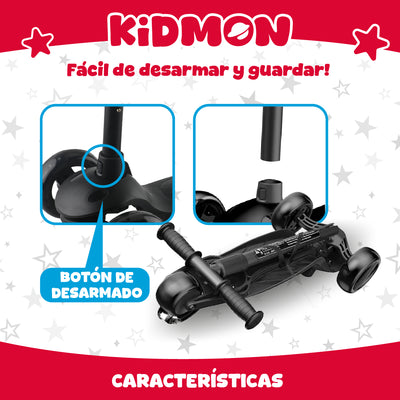 Scooter Aluminio Kidmon Plegable Monopatin 3 Ruedas de Luces