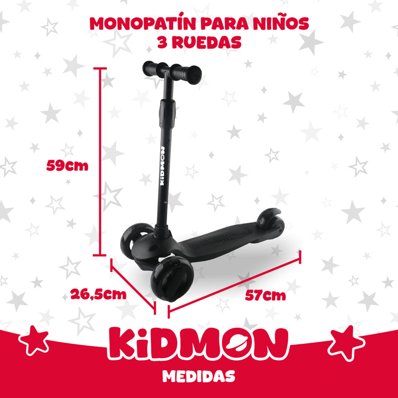 Scooter Aluminio Kidmon Plegable Monopatin 3 Ruedas de Luces