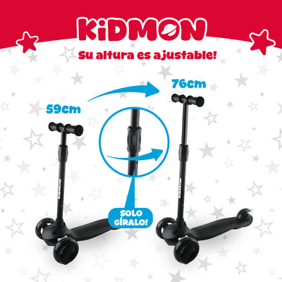 Scooter Aluminio Kidmon Plegable Monopatin 3 Ruedas de Luces