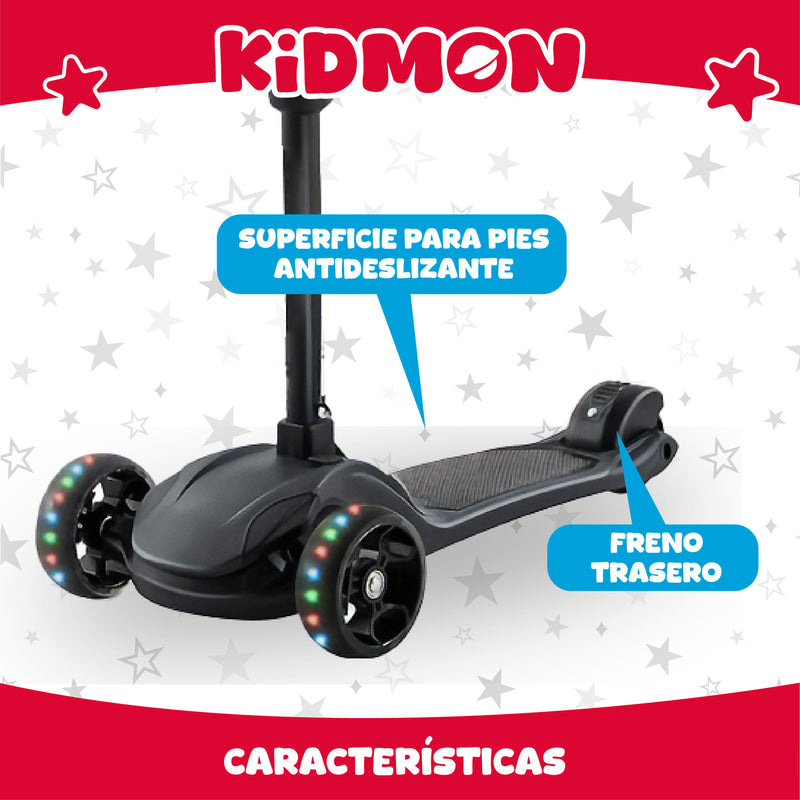 Scooter Abs Kidmon Plegable Monopatin 3 Ruedas Con Luces RGB Niños