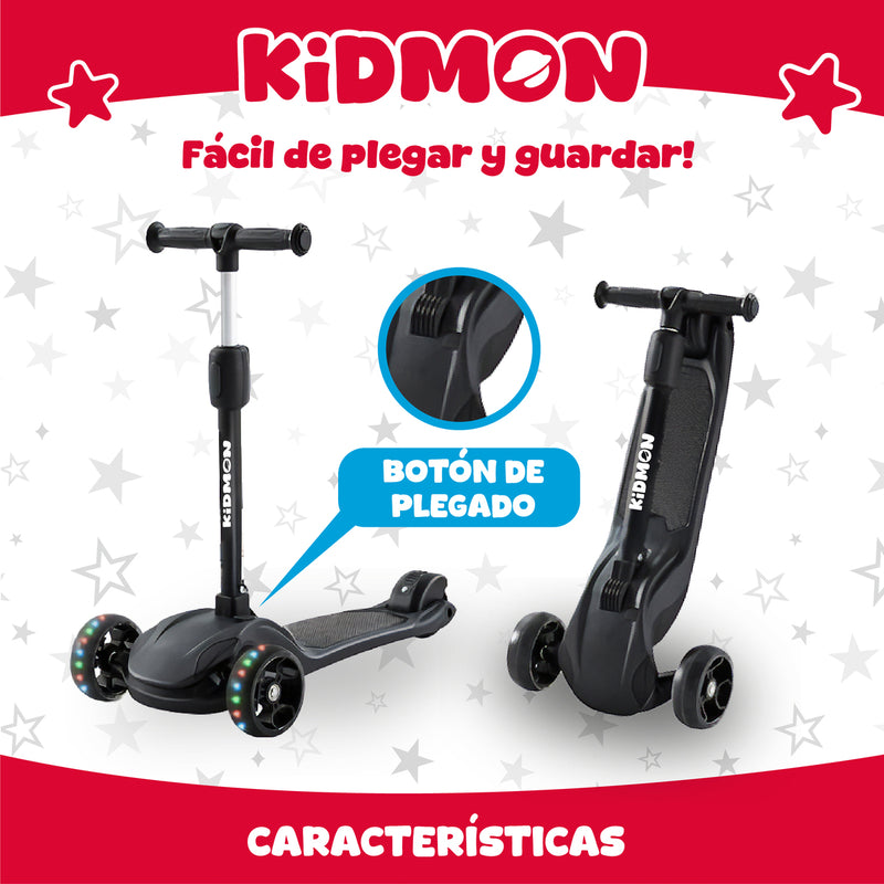 Scooter Abs Kidmon Plegable Monopatin 3 Ruedas Con Luces RGB Niños