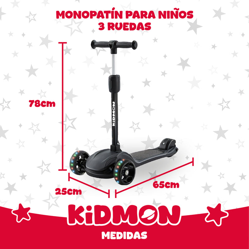 Scooter Abs Kidmon Plegable Monopatin 3 Ruedas Con Luces RGB Niños