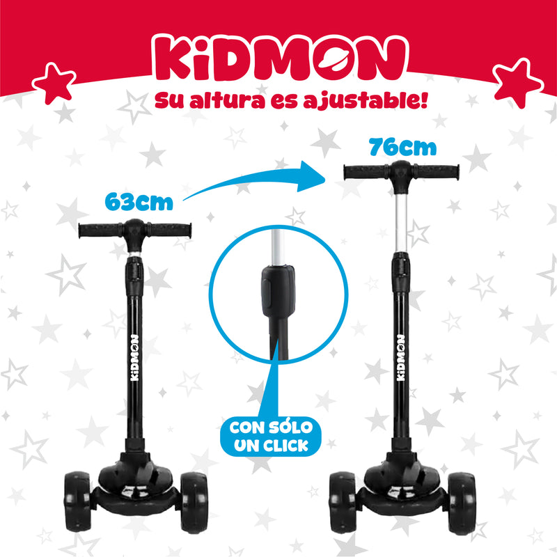 Scooter Abs Kidmon Plegable Monopatin 3 Ruedas Con Luces RGB Niños