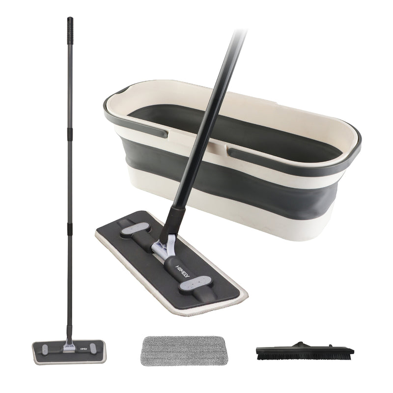 Mopa Plana Giratoria 360° de Balde Plegable Homely Microfibra