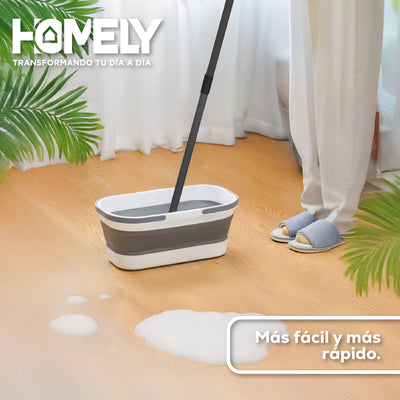Mopa Plana Giratoria 360° de Balde Plegable Homely Microfibra