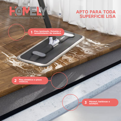 Mopa Plana Giratoria 360° de Balde Plegable Homely Microfibra
