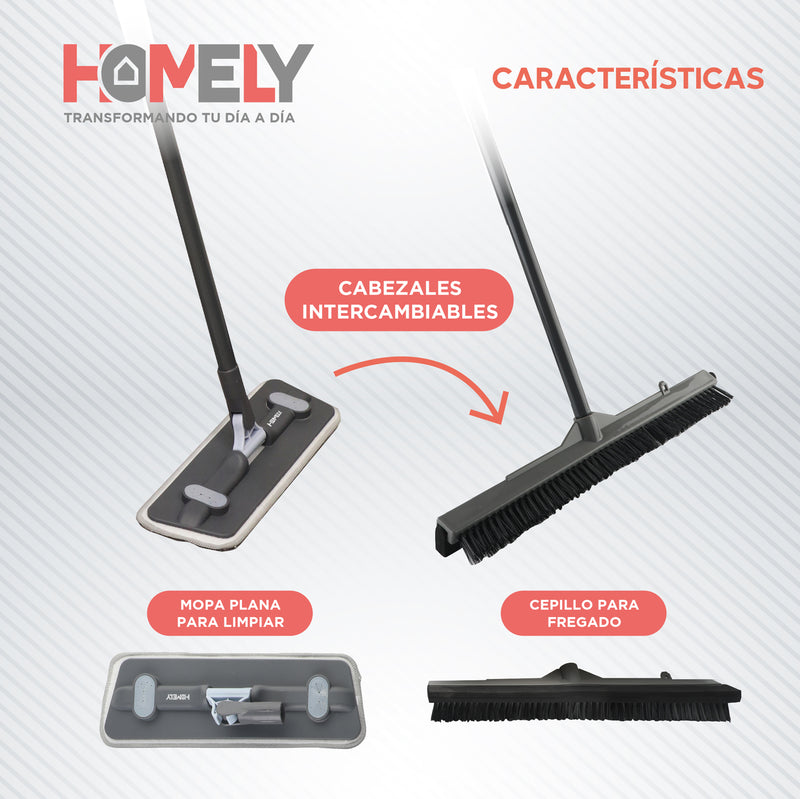 Mopa Plana Giratoria 360° de Balde Plegable Homely Microfibra