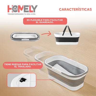 Mopa Plana Giratoria 360° de Balde Plegable Homely Microfibra