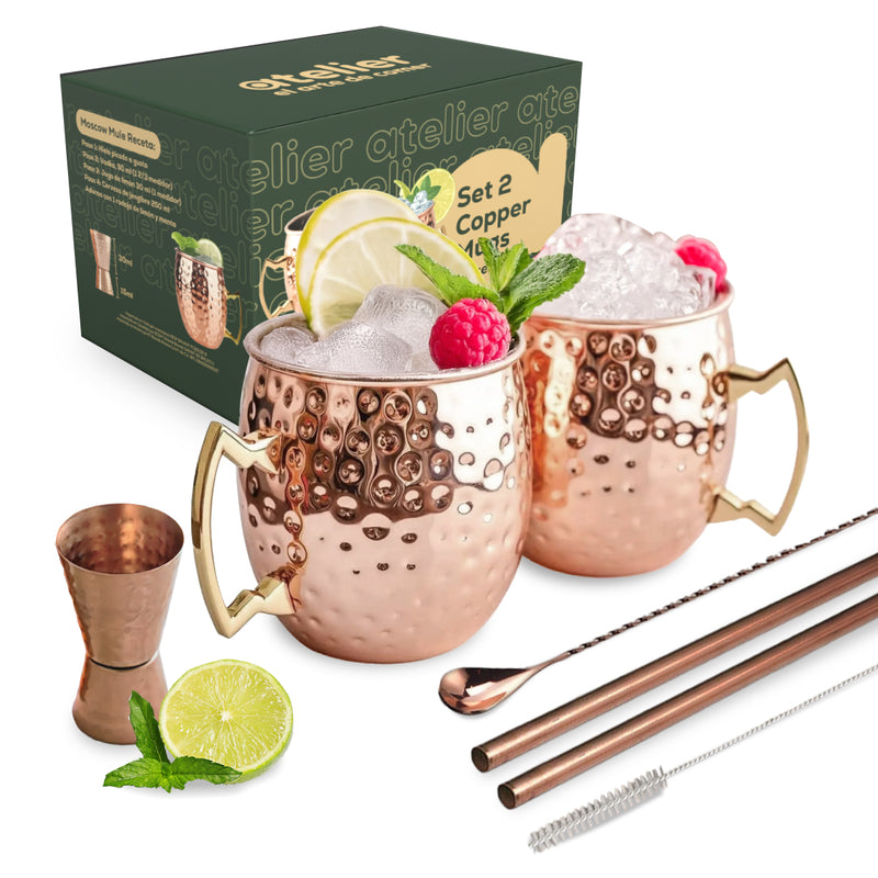 Vasos Cobre Mugs Moscow Mule Coctel Atelier Mugs Tragos 500 Ml Set x2