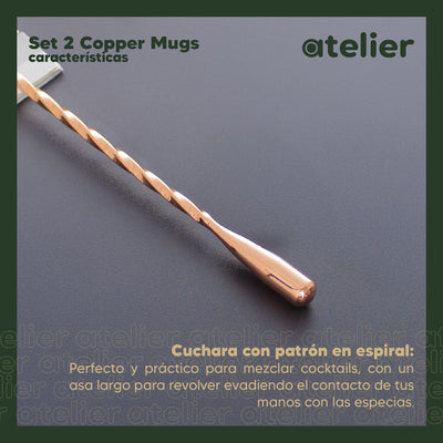 Vasos Cobre Mugs Moscow Mule Coctel Atelier Mugs Tragos 500 Ml Set x2