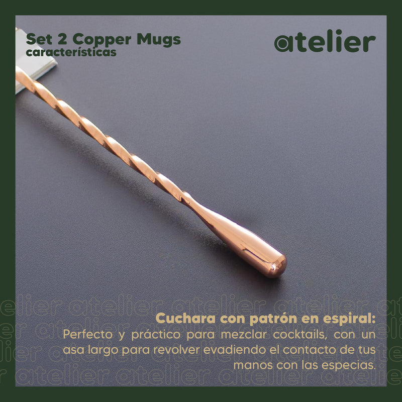 Vasos Cobre Mugs Moscow Mule Coctel Atelier Mugs Tragos 500 Ml Set x2