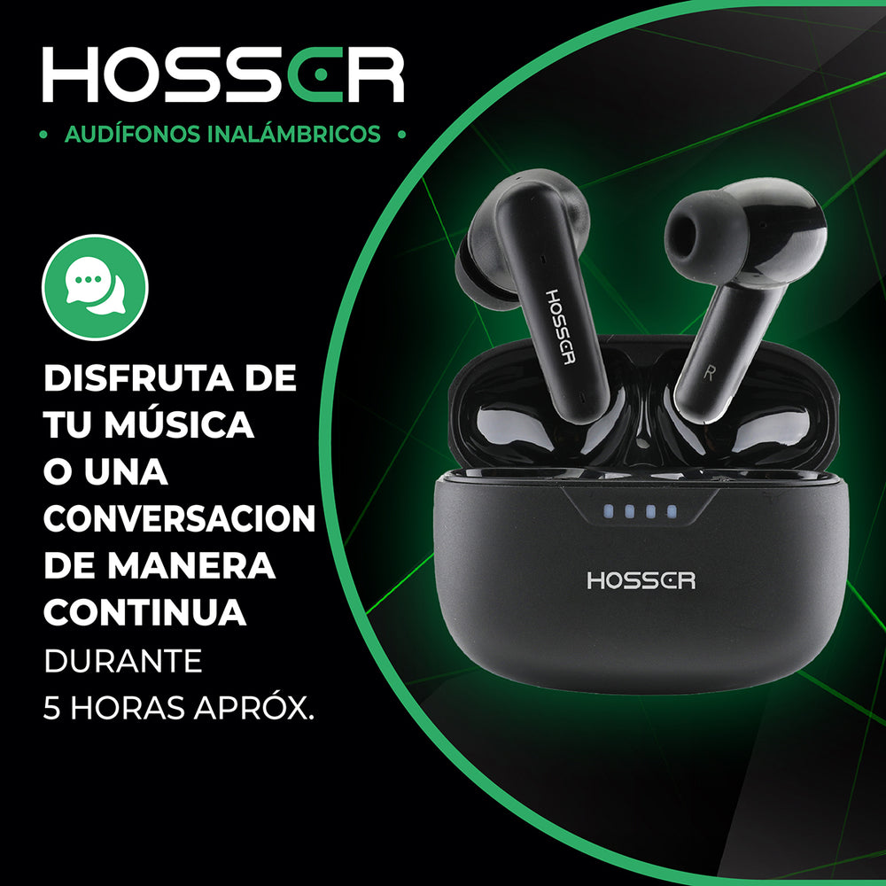 Audifonos Bluetooth In Ear Hosser 35mAh Cancelación de Ruido