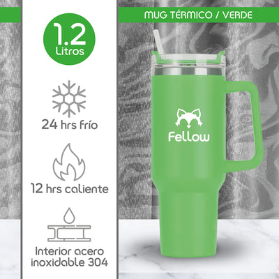 Vaso Termico 1,2Lts Electra By Fellow Mug Tumblr + Bombilla - Verde