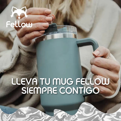 Vaso Termico 1,2Lts Electra By Fellow Mug Tumblr + Bombilla - Blanco