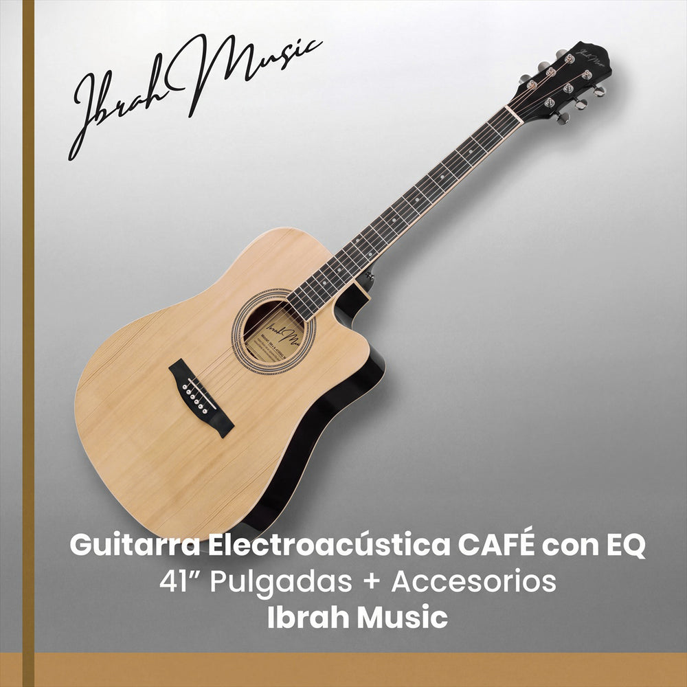 Guitarra Electroacústica 41" Café con EQ + Accesorios