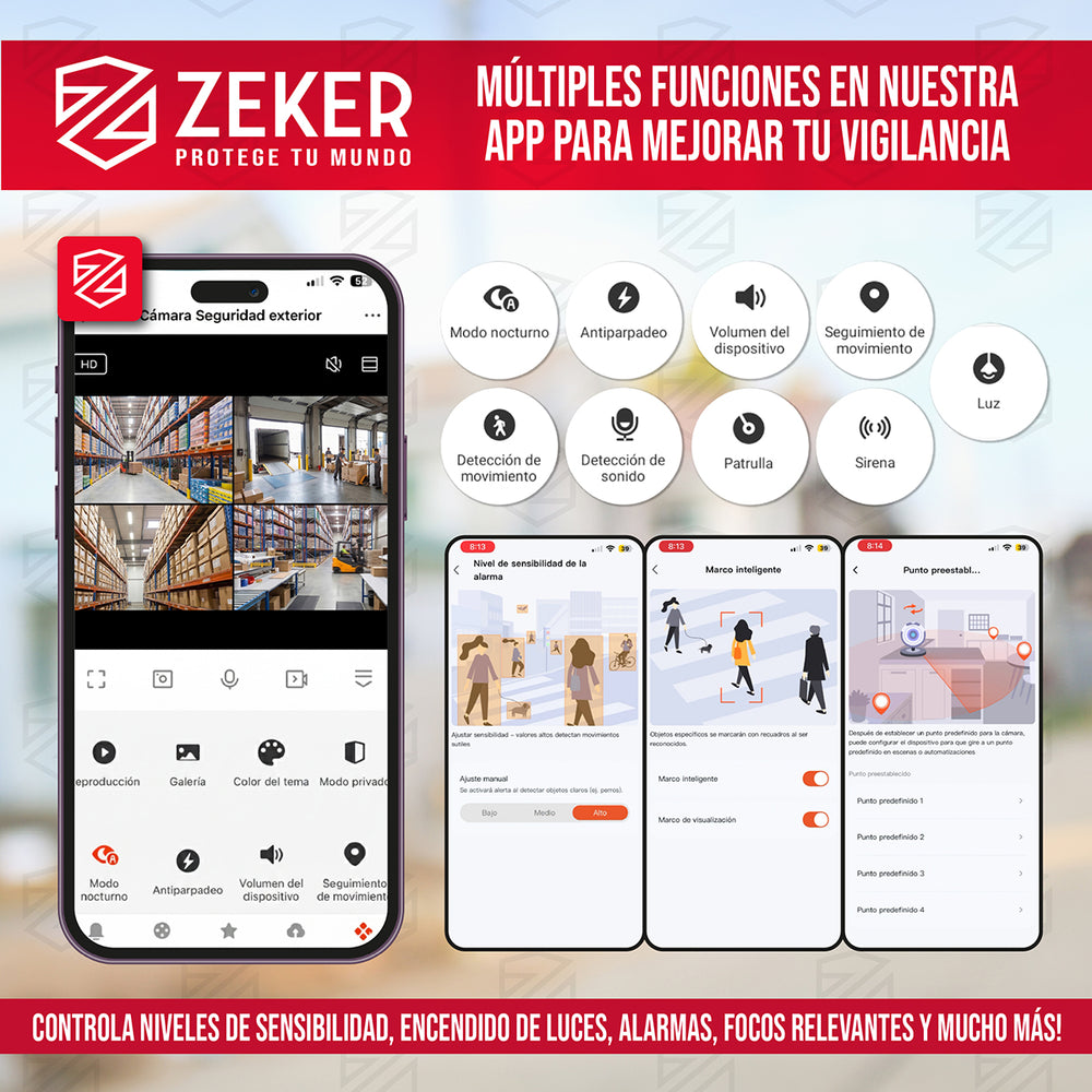 Sistema NVR 4 cámaras 1080P + disco duro 500 GB APP ZEKER