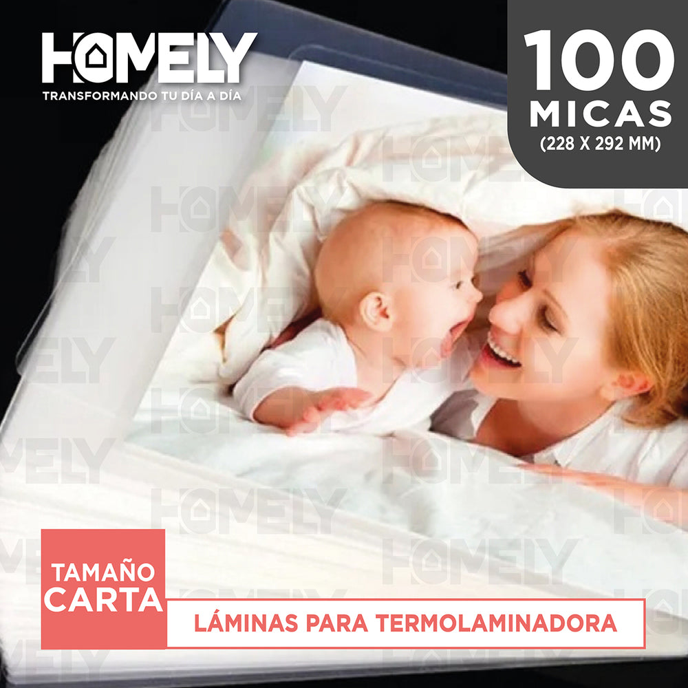 Laminas Para Termolaminadora Tamaño Carta 100 Micas 125 Micrones Homely Plastificadora - Default Title