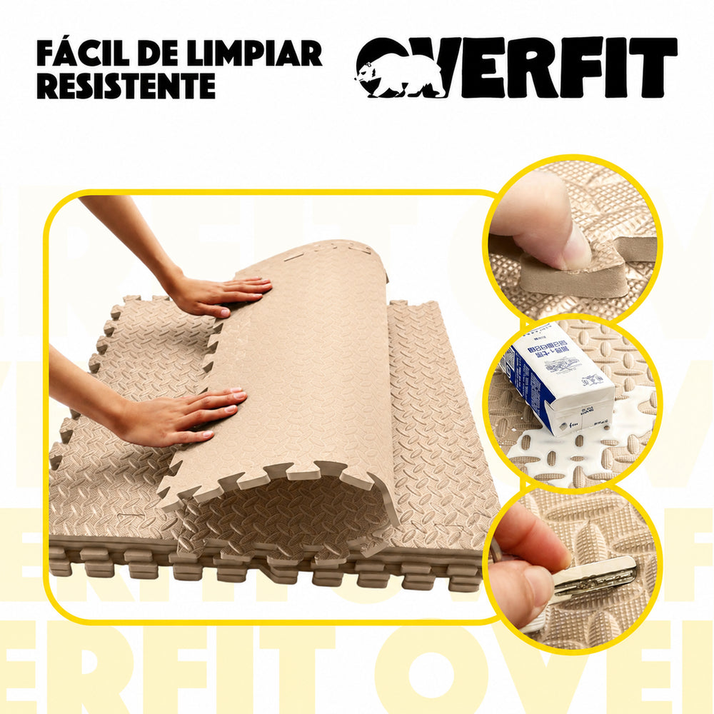 Piso Goma Eva Gimansio Overfit 60x60cm 8u Beige