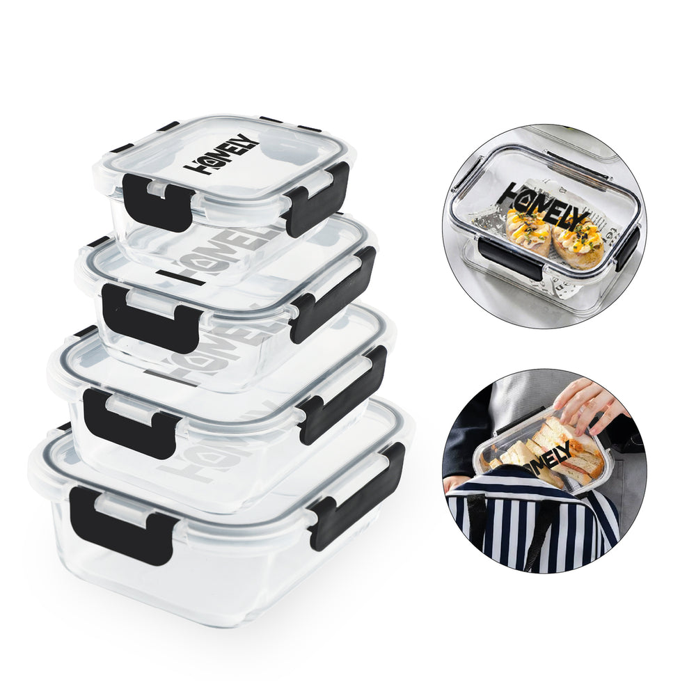 Tupper Hermetico Comida Homely Vidrio Templado Set x4 3.57 L